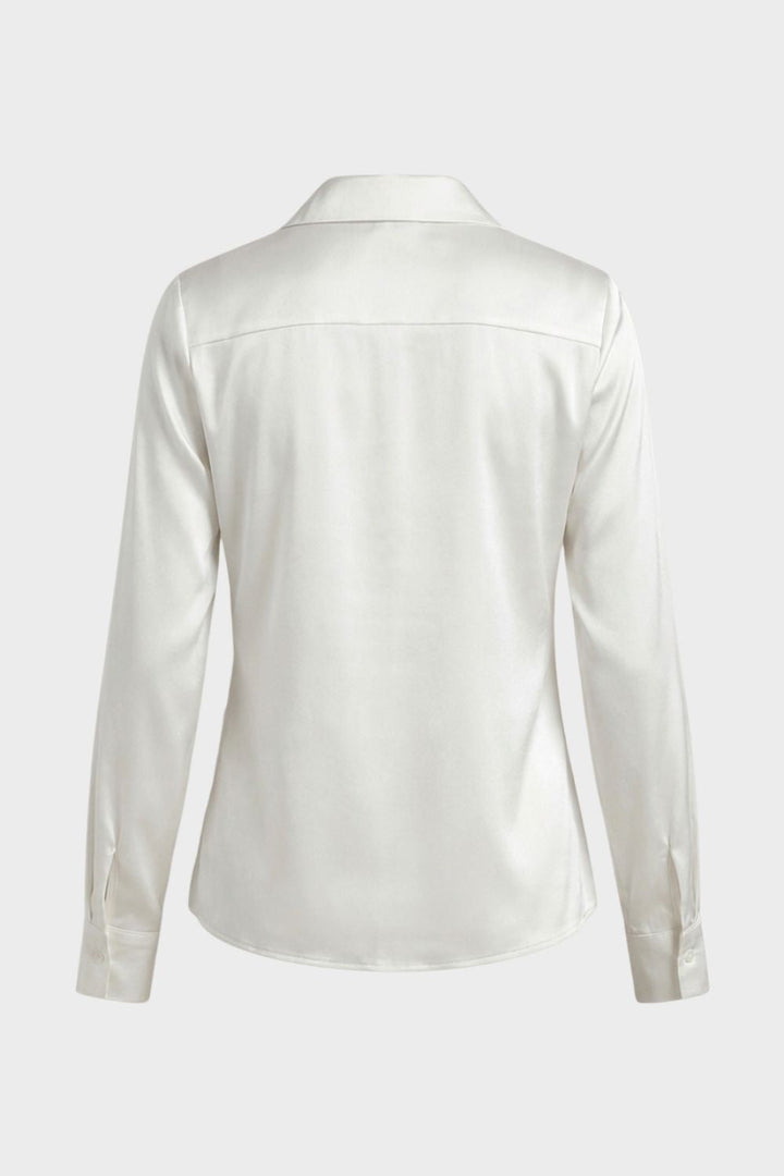 Damen Satin Bluse – Wasserfall – Detail-Ansicht