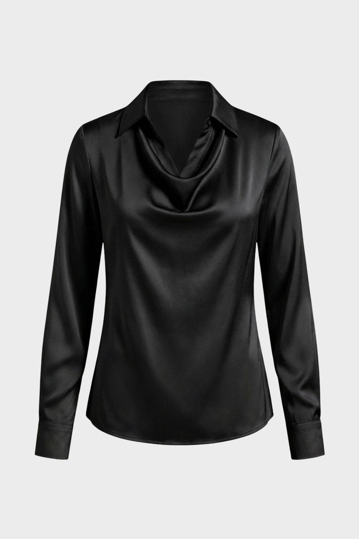 Damen Satin Bluse – Wasserfall – Lifestyle-Look