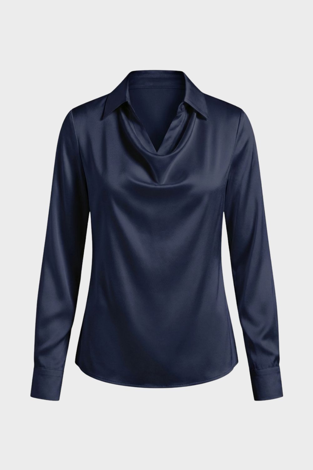 Damen Satin Bluse – Wasserfall – Material-Detail