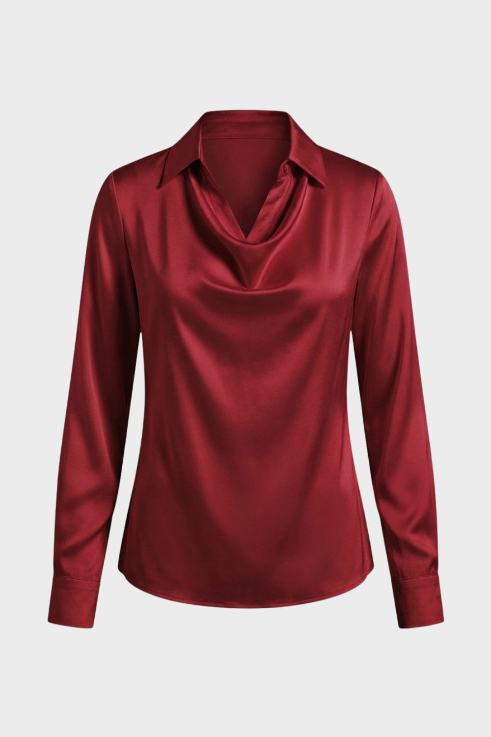Damen Satin Bluse – Wasserfall – Rückansicht