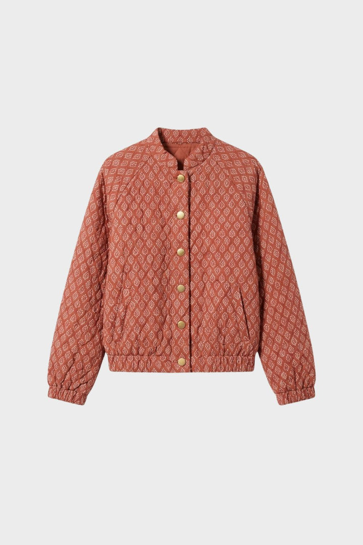 Damen Steppjacke mit Druckknöpfen und Stehkragen