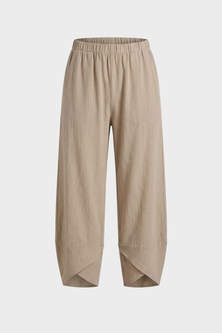 Damen Stoffhose mit Gummibund und weitem Bein