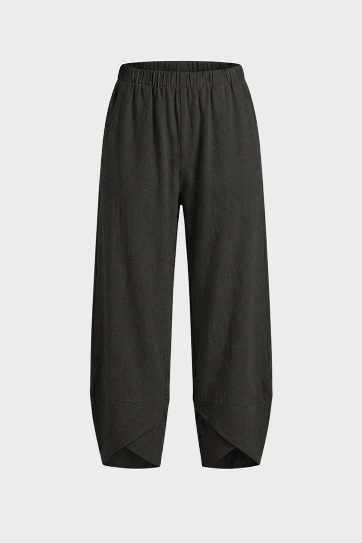 Damen Stoffhose mit Gummibund und weitem Bein