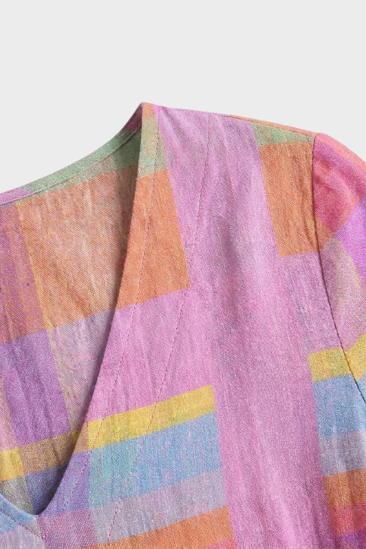 Damen Streifen Maxikleid – Pastell – Detail-Ansicht