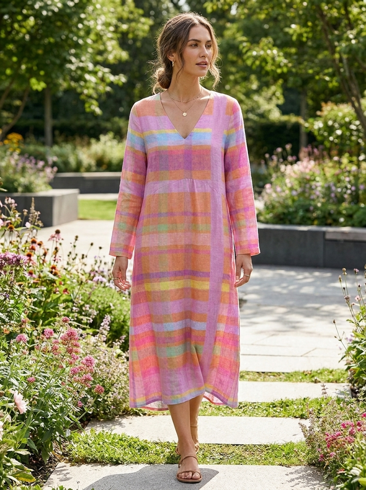Damen Streifen Maxikleid – Pastell – Sicht von oben