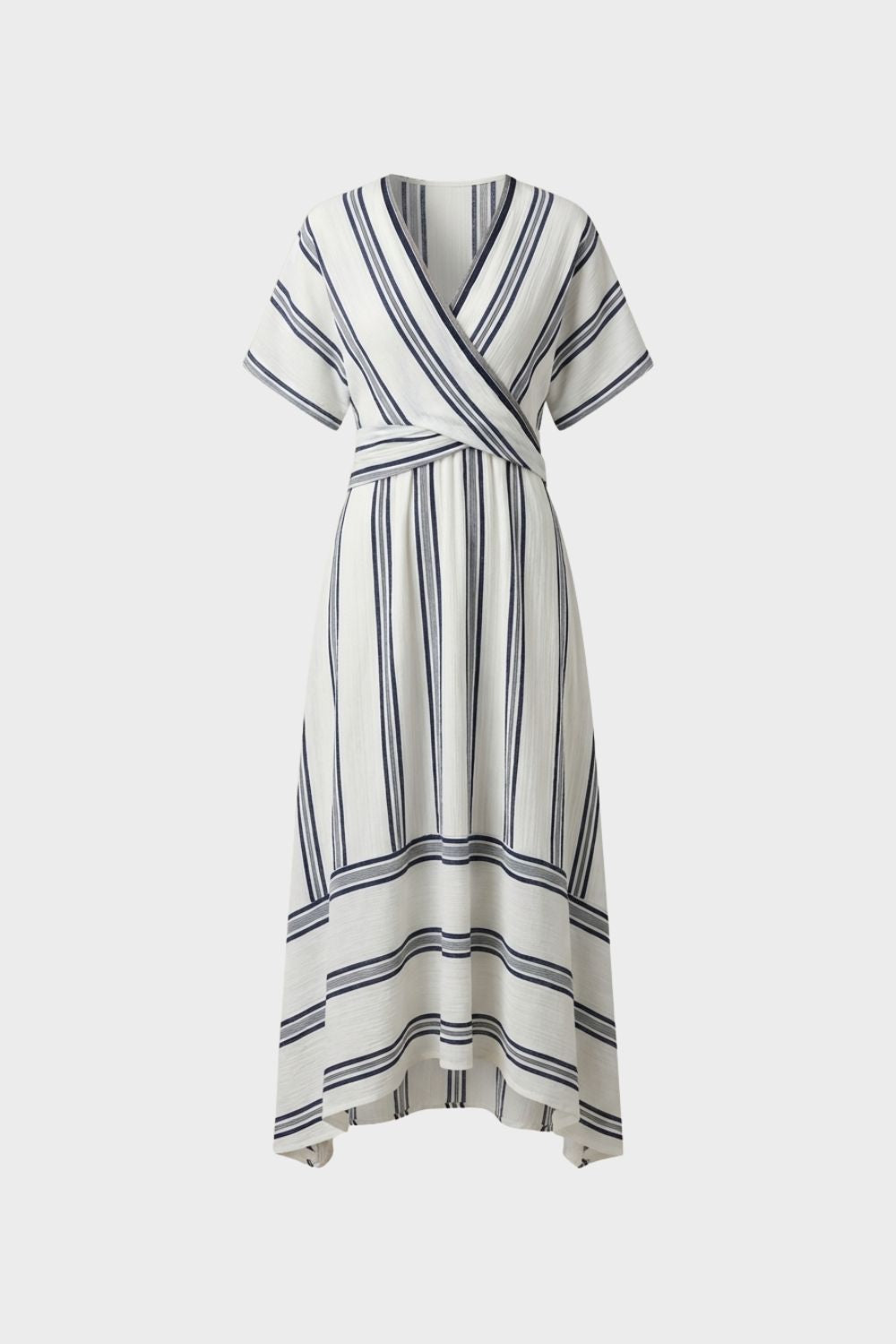 Damen Streifen Wickelkleid – Maxi – Hauptansicht