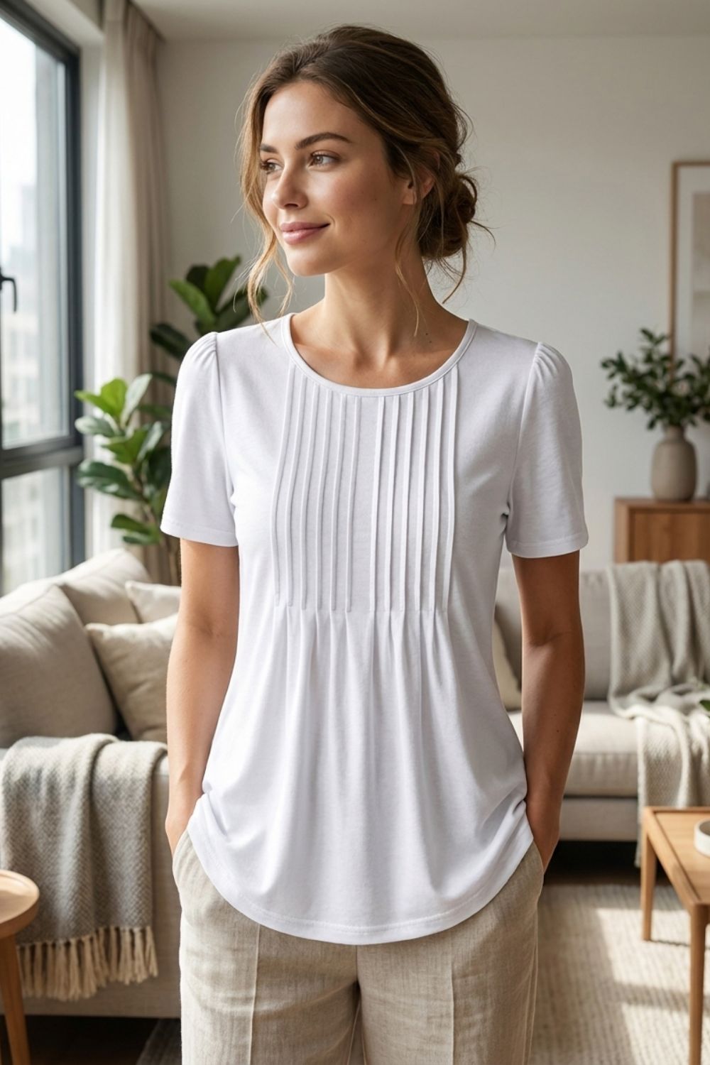 Damen T-Shirt | Lockere Passform Print – Color-Detail