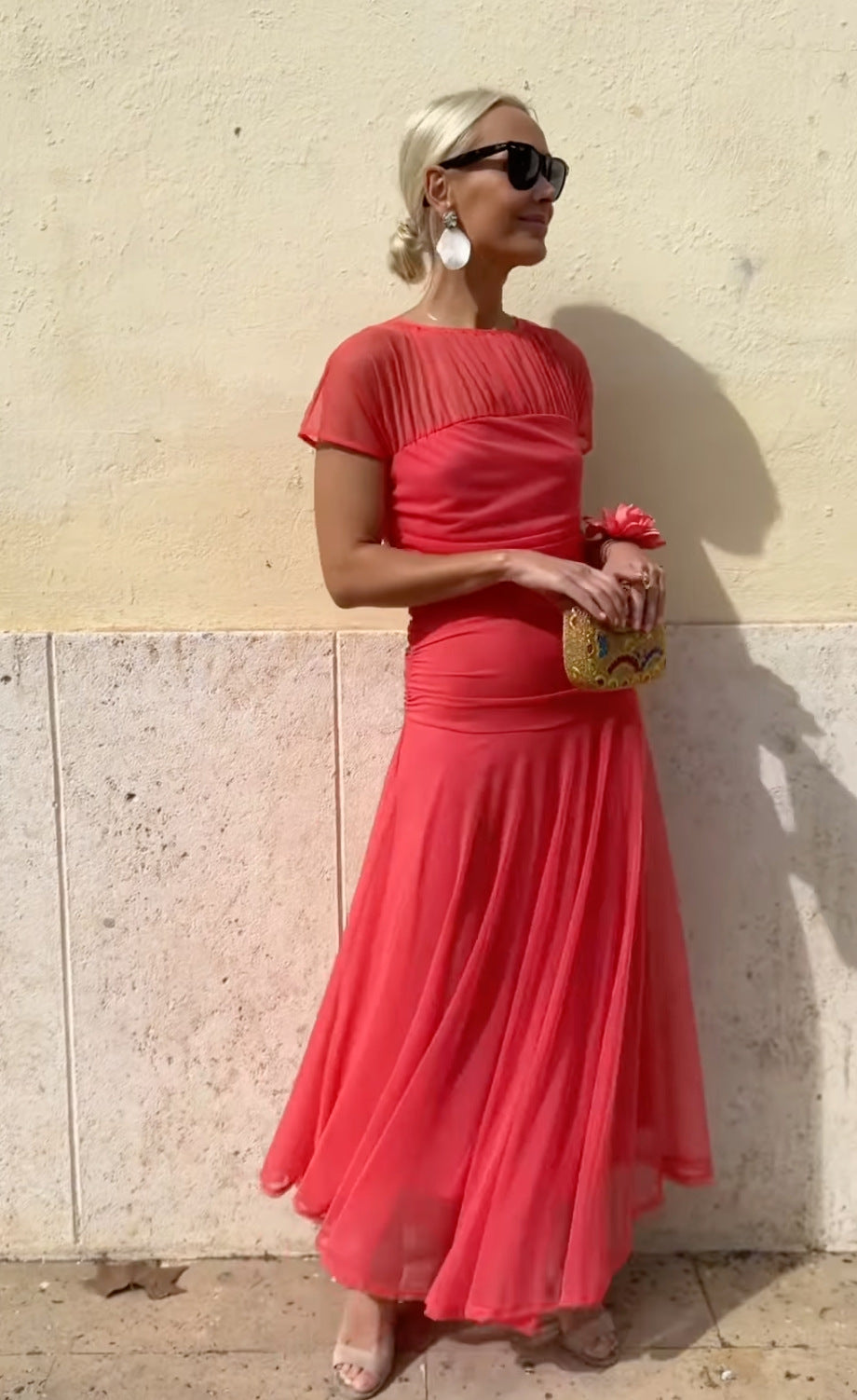 Damen Tüll Maxikleid – Cocktail – Side-Profile