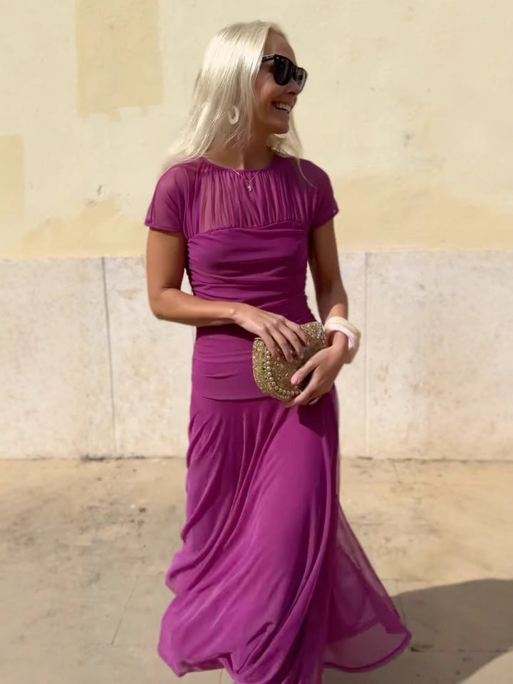 Damen Tüll Maxikleid – Cocktail – Color-Detail