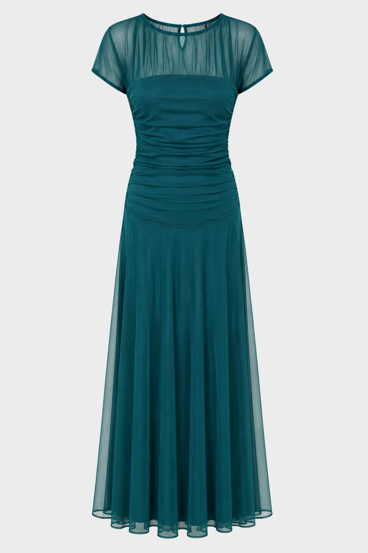 Damen Tüll Maxikleid – Cocktail – Material-Detail