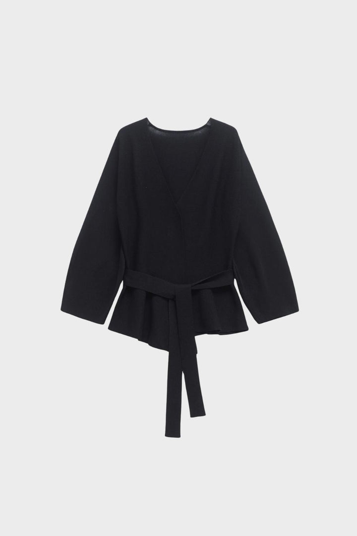Damen Wickelbluse mit Gürtel und V-Ausschnitt