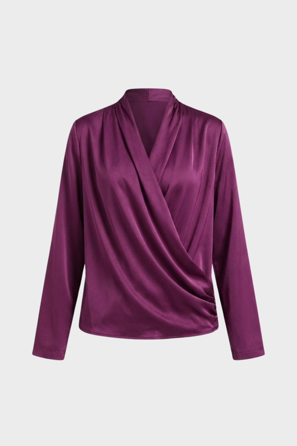 Damen Wickelbluse mit V-Ausschnitt und Langarm