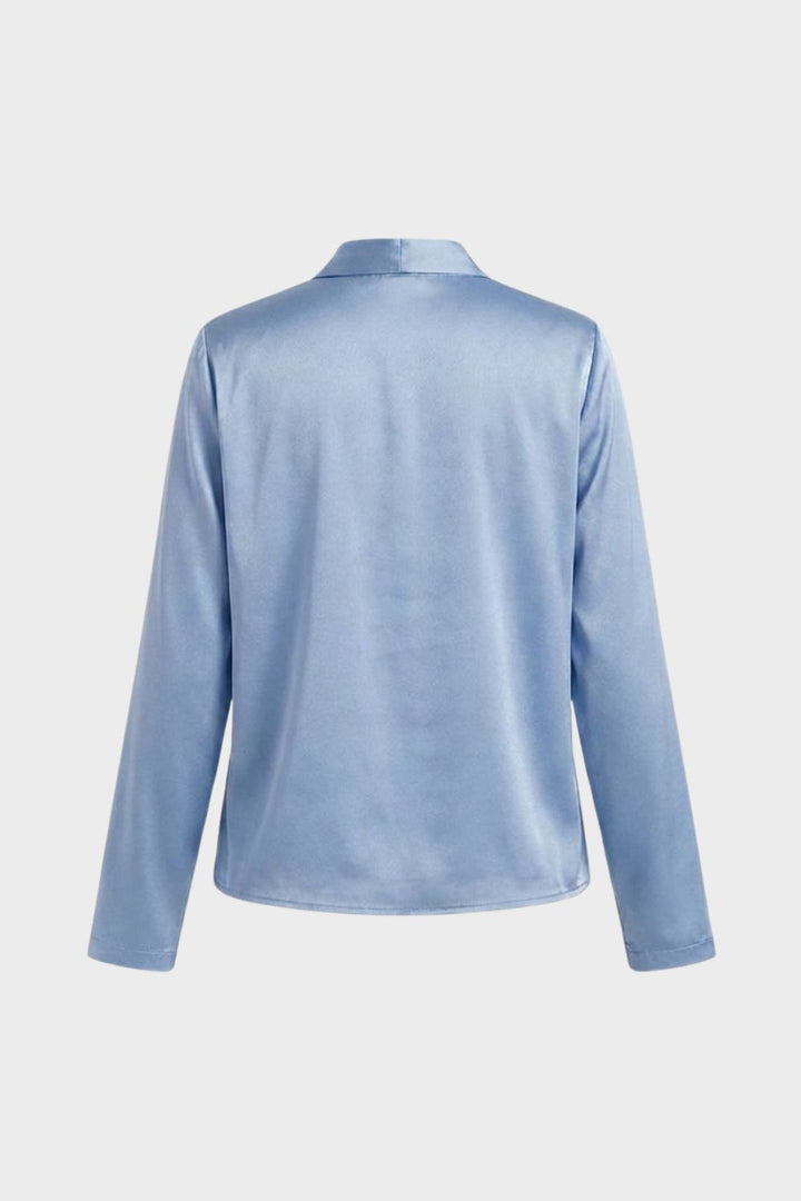 Damen Wickelbluse mit V-Ausschnitt und Langarm