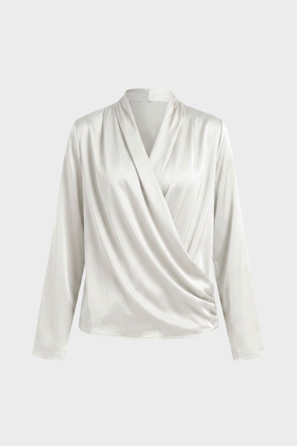 Damen Wickelbluse mit V-Ausschnitt und Langarm