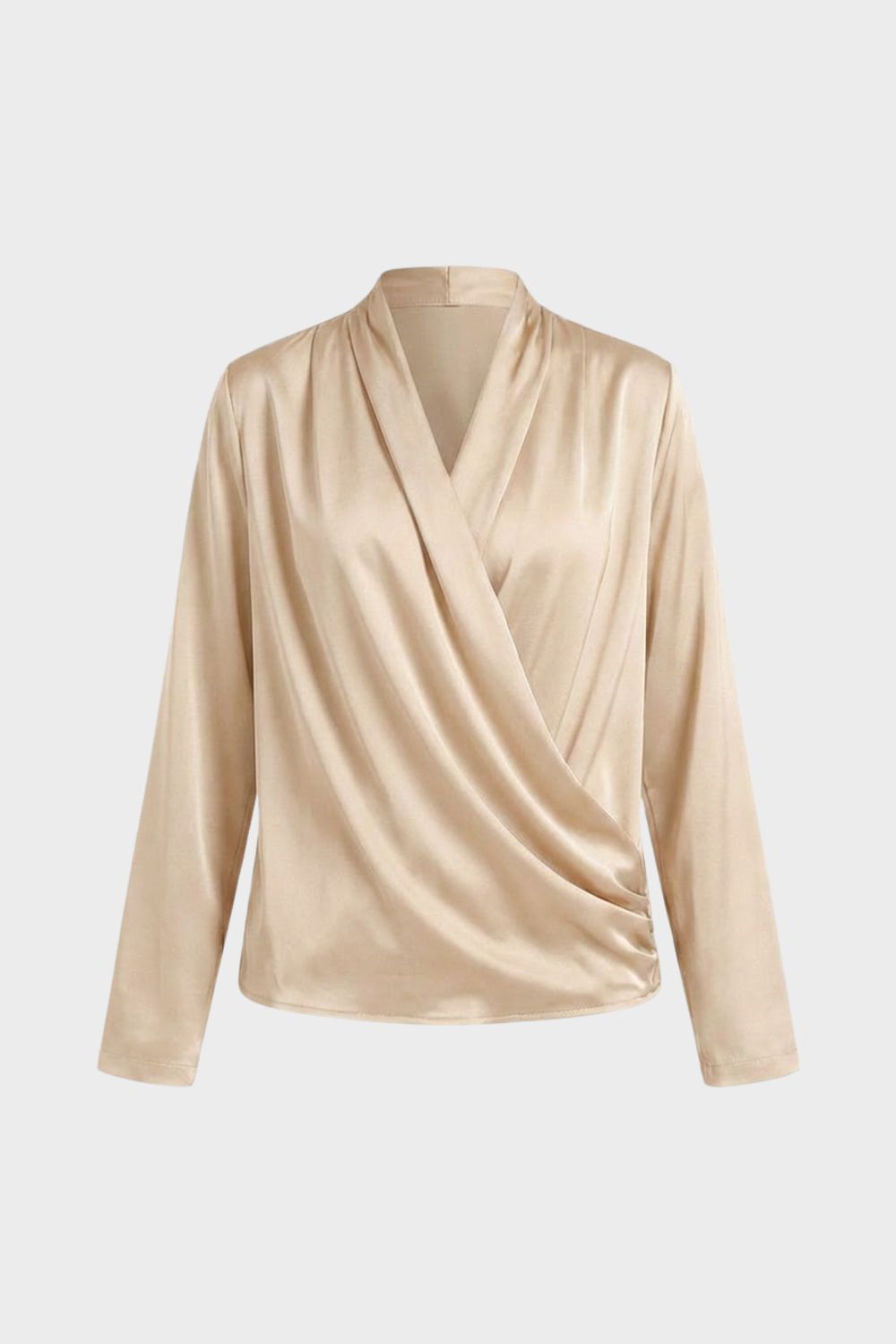 Damen Wickelbluse mit V-Ausschnitt und Langarm