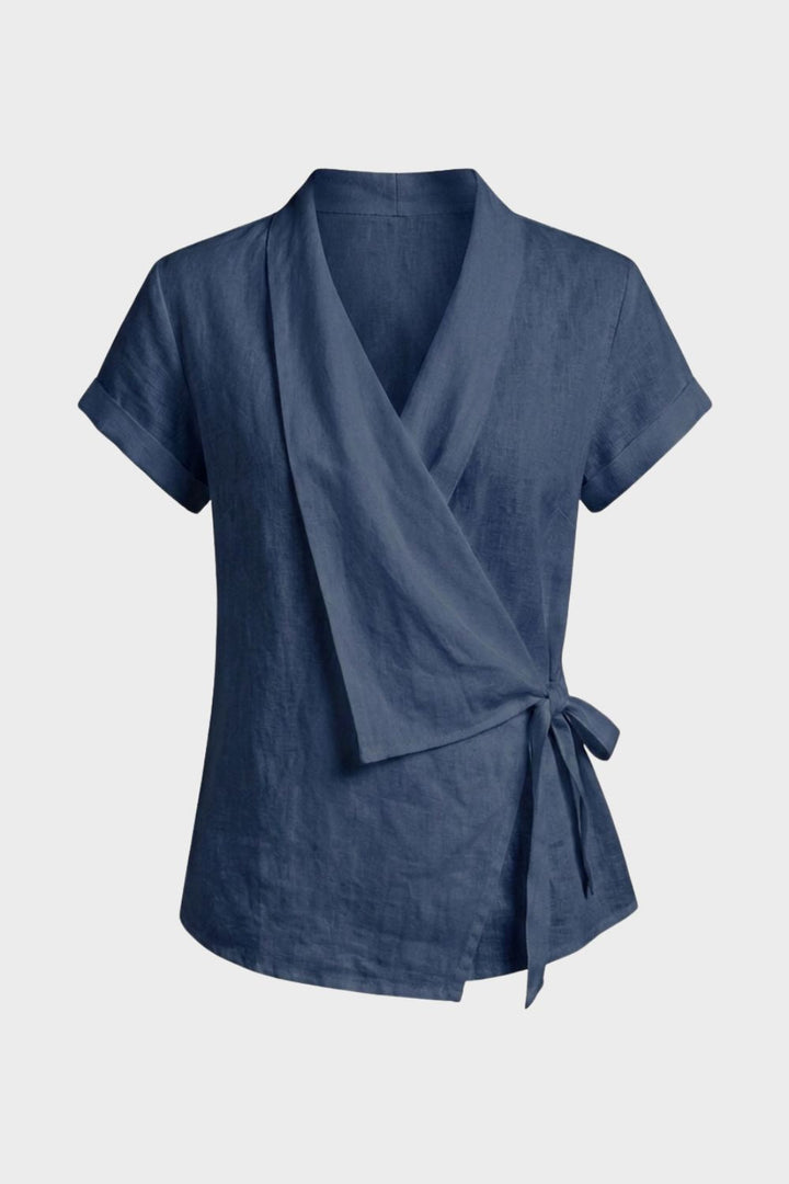 Damen Wickelbluse | V-Ausschnitt Kurzarm – Styling-Inspiration