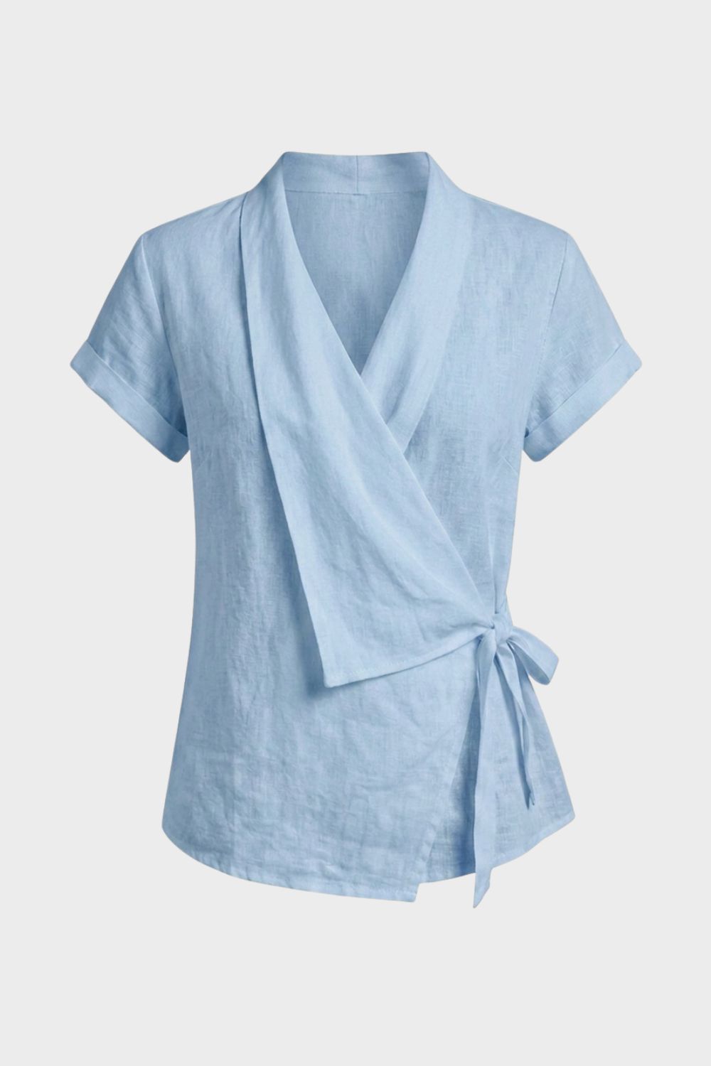 Damen Wickelbluse | V-Ausschnitt Kurzarm – Lifestyle-Look