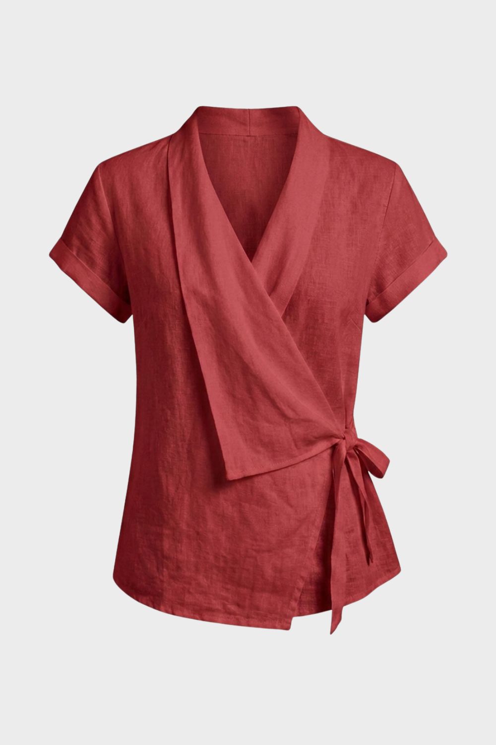 Damen Wickelbluse | V-Ausschnitt Kurzarm – Rückansicht