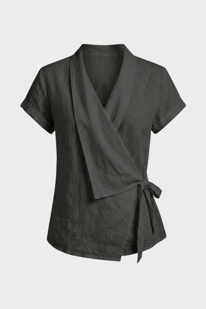 Damen Wickelbluse | V-Ausschnitt Kurzarm – Größentabelle