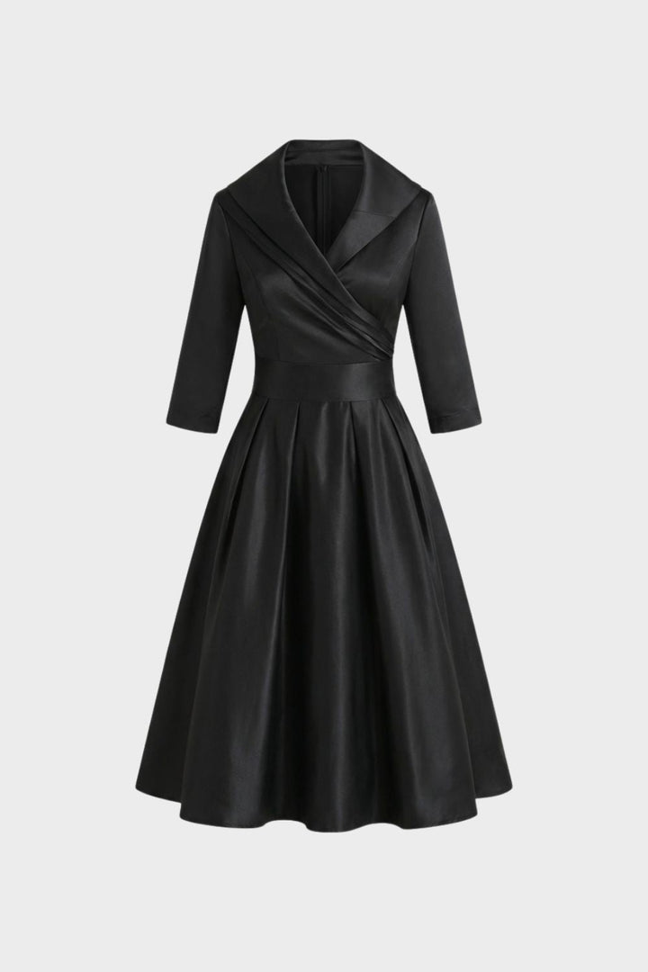 Damen Wickelkleid in A-Linie mit 3/4-Ärmeln