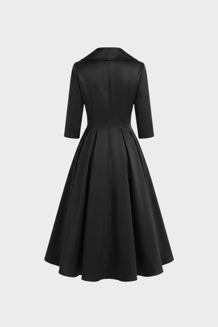 Damen Wickelkleid in A-Linie mit 3/4-Ärmeln