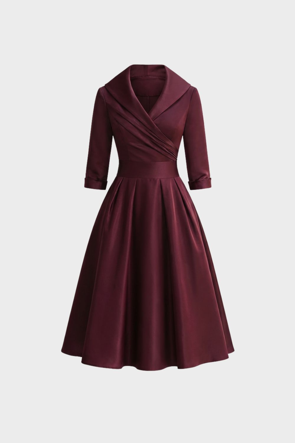 Damen Wickelkleid in A-Linie mit 3/4-Ärmeln