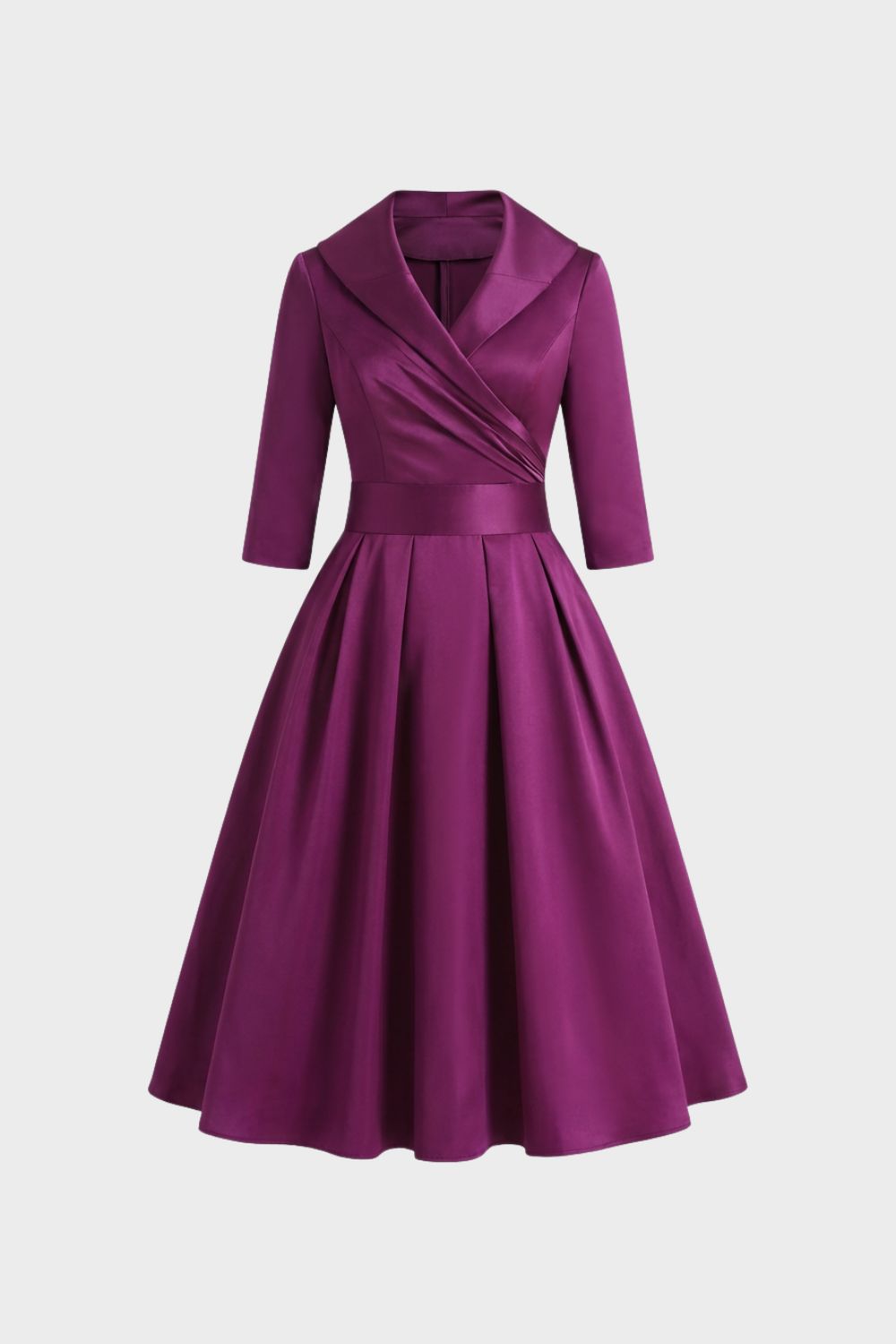 Damen Wickelkleid in A-Linie mit 3/4-Ärmeln