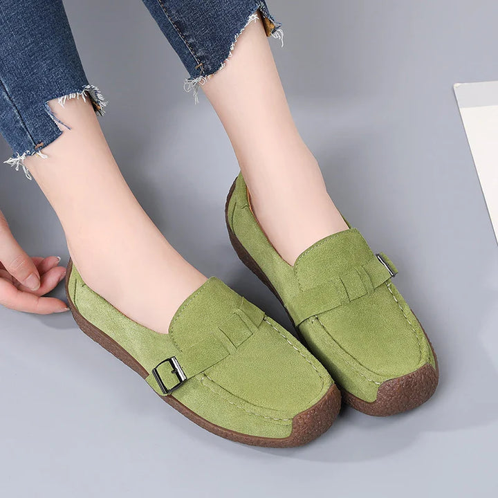 Damen Wildleder Loafer – Profil-Ansicht Sock-Konstruktion