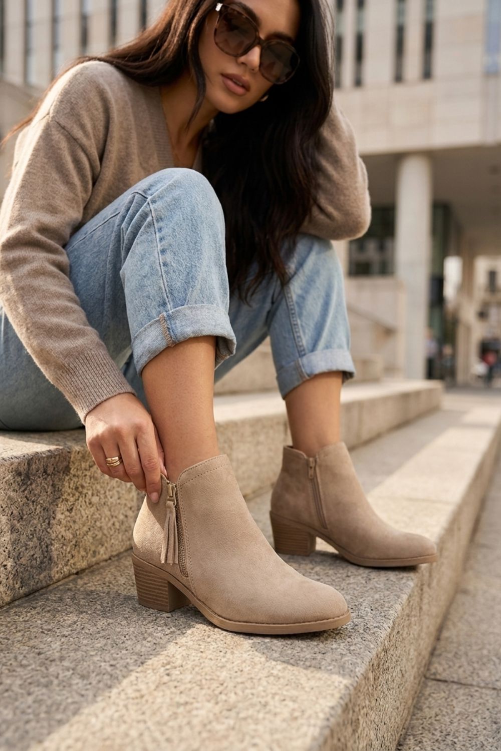 Damen Wildleder Stiefeletten | Blockabsatz