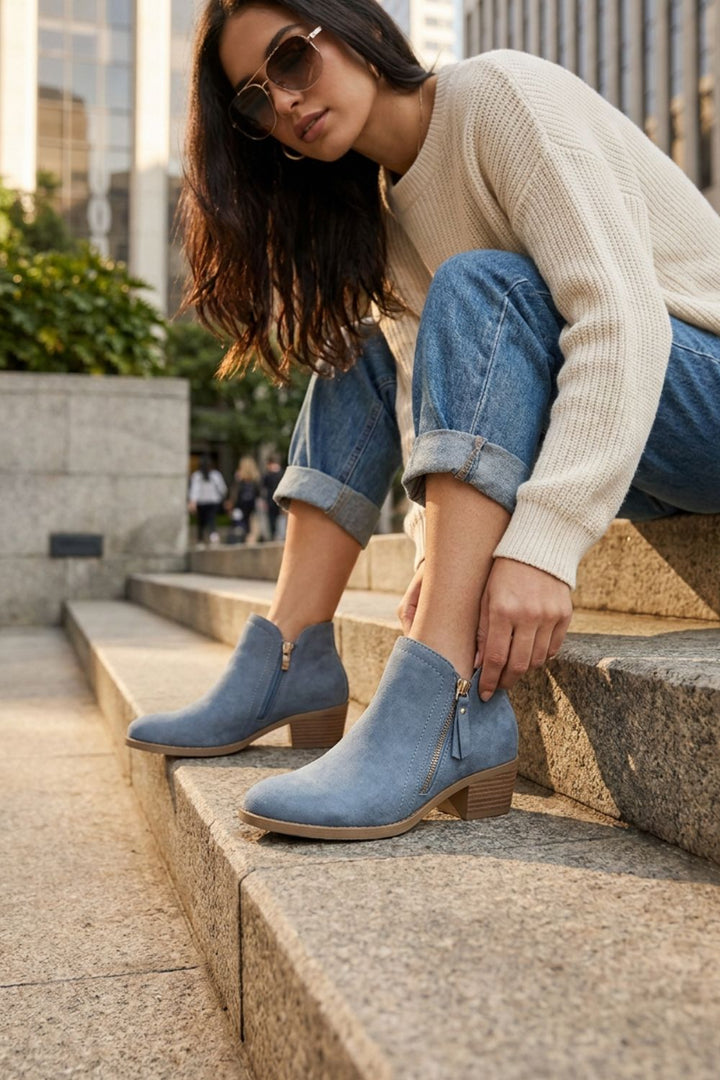 Damen Wildleder Stiefeletten | Blockabsatz