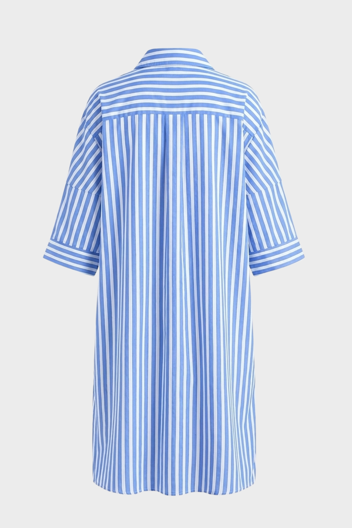 Hemdblusenkleid Damen gestreift mit Knopfleiste