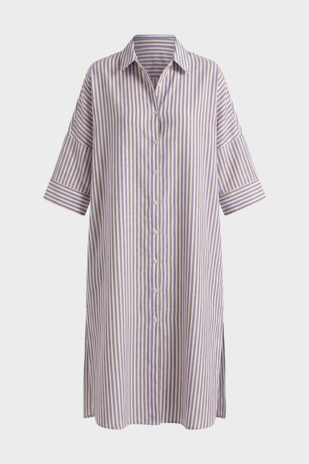 Hemdblusenkleid Damen gestreift mit Knopfleiste