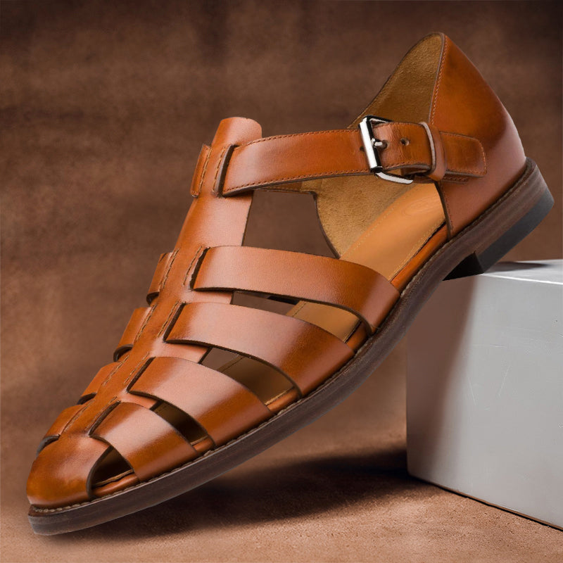 Herren Fisherman Sandalen – Detail Vollleder-Obermaterial