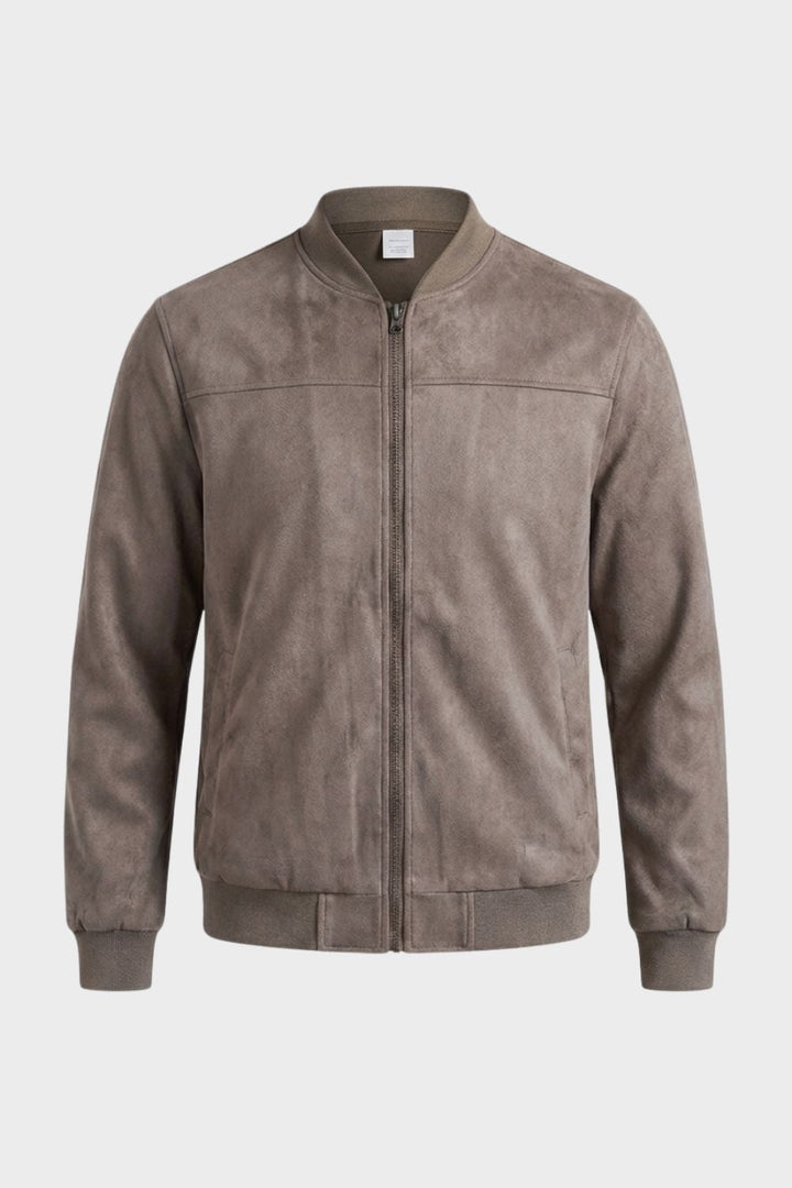 Herren Lederjacke mit Reißverschluss und Stehkragen