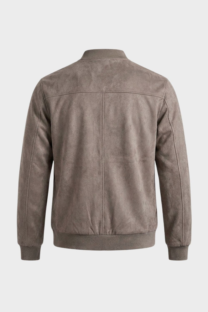 Herren Lederjacke mit Reißverschluss und Stehkragen