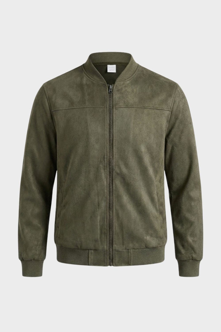 Herren Lederjacke mit Reißverschluss und Stehkragen