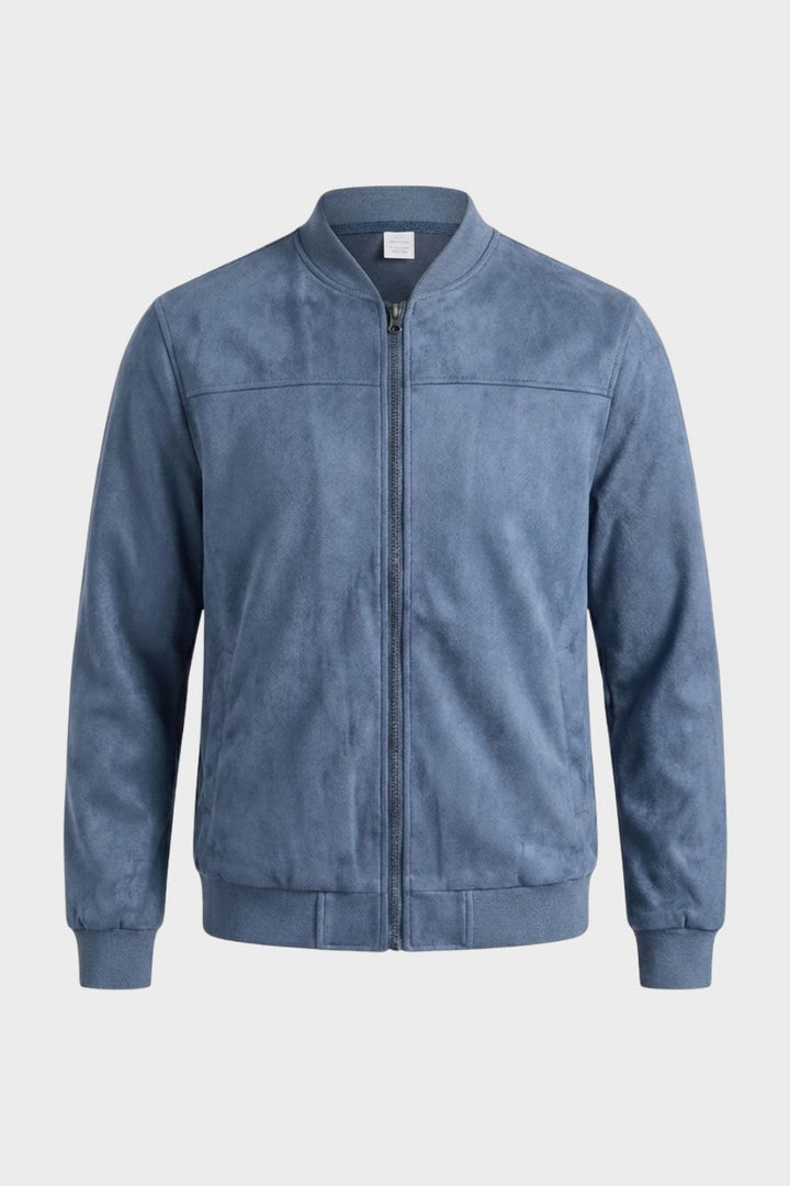 Herren Lederjacke mit Reißverschluss und Stehkragen