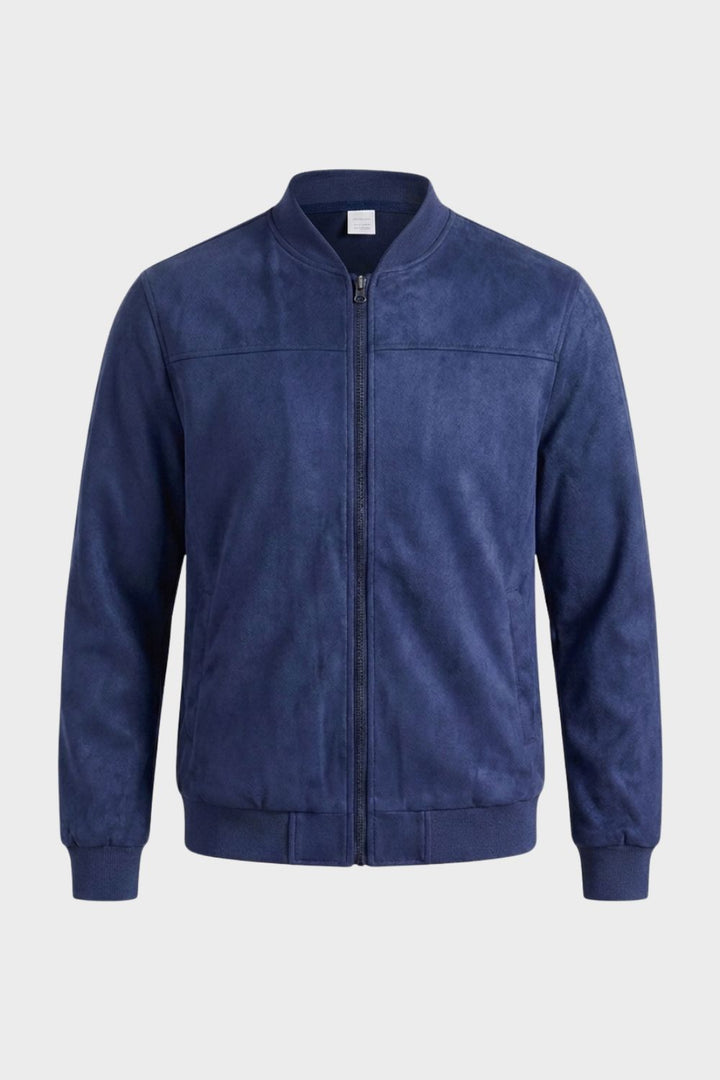 Herren Lederjacke mit Reißverschluss und Stehkragen