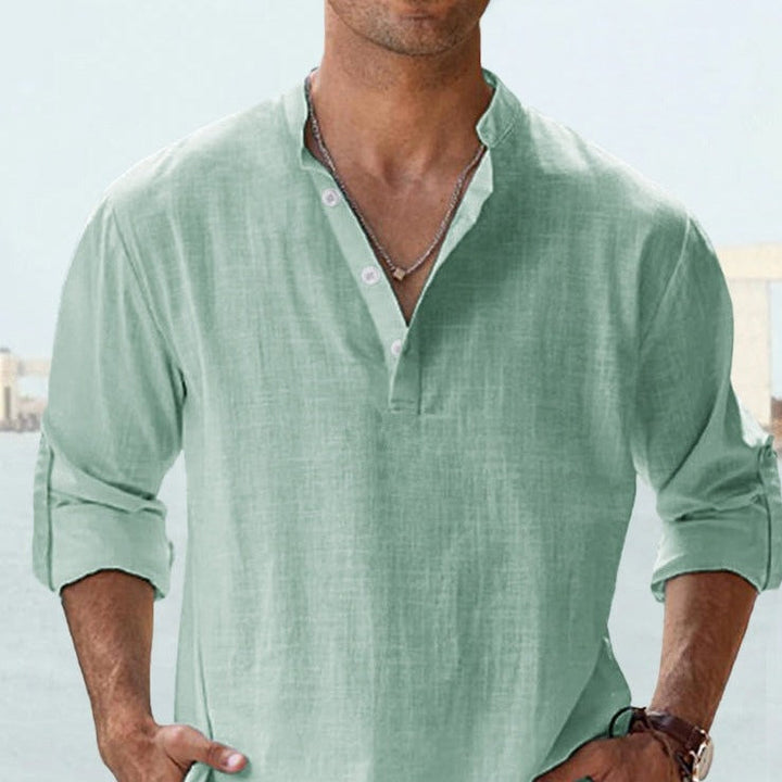 Herren Leinenhemd – Langarm Stand – Styling-Inspiration