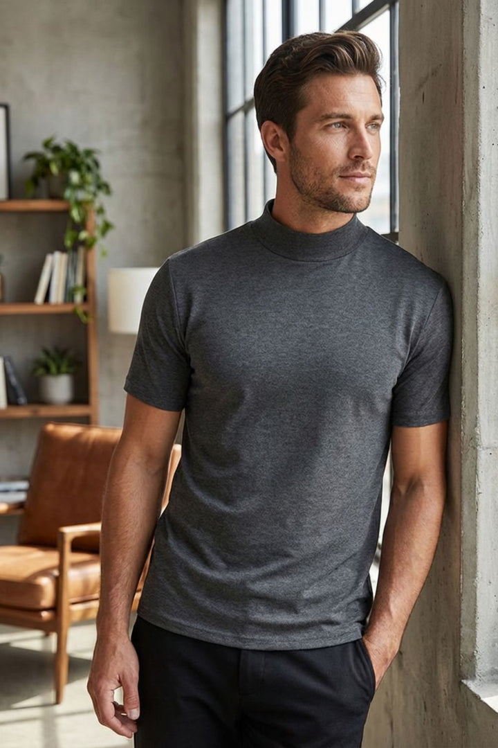Herren Mock-Neck Tee – Fitted – Sicht von oben