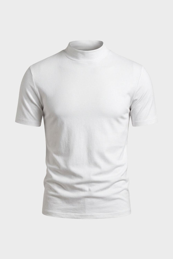Herren Mock-Neck Tee – Fitted – Material-Detail
