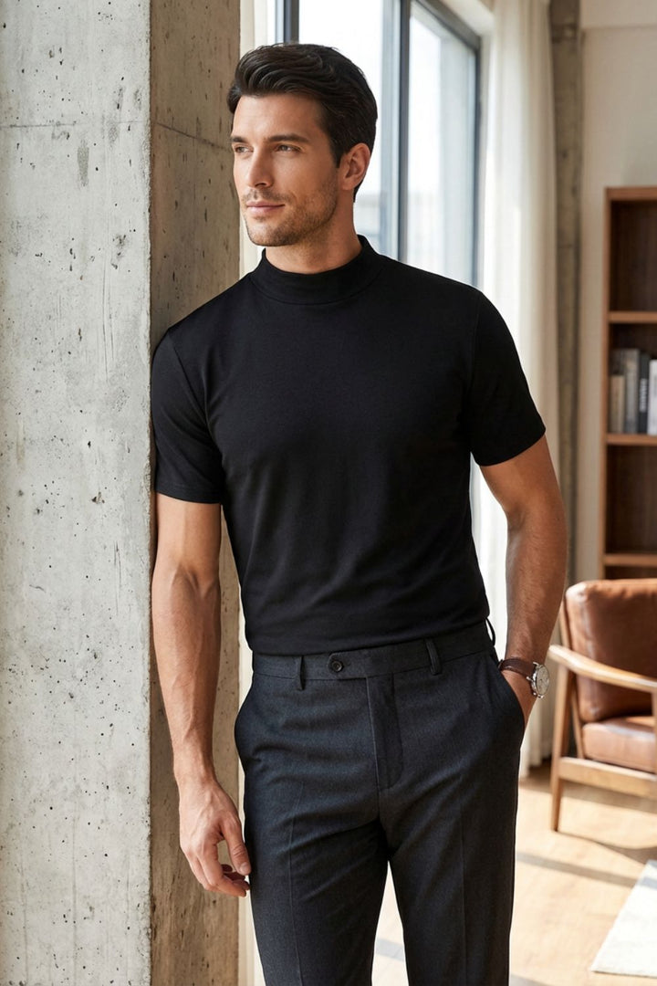 Herren Mock-Neck Tee – Fitted – Rückansicht