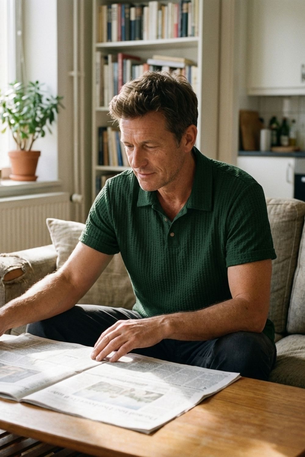 Herren Ribbed Polo – Kurzarm – Sicht von oben