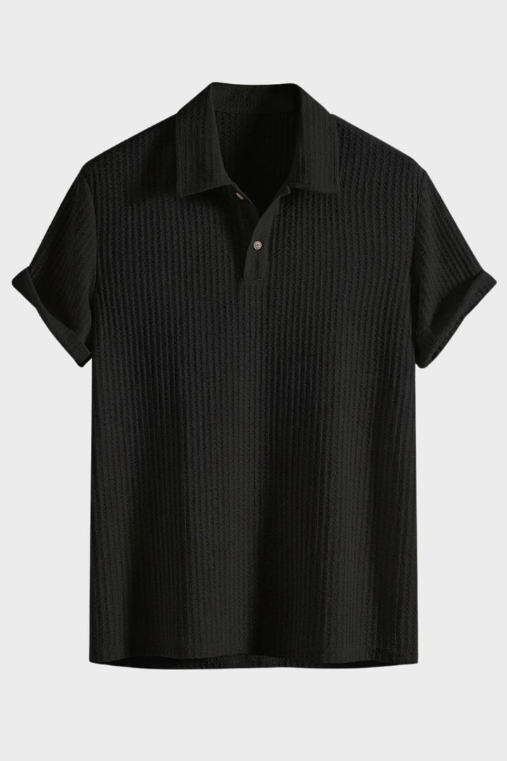 Herren Ribbed Polo – Kurzarm – Material-Detail
