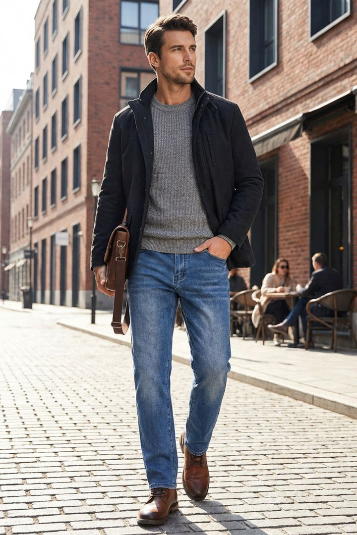 Herren Straight Jeans – Washed – Pass-Bild
