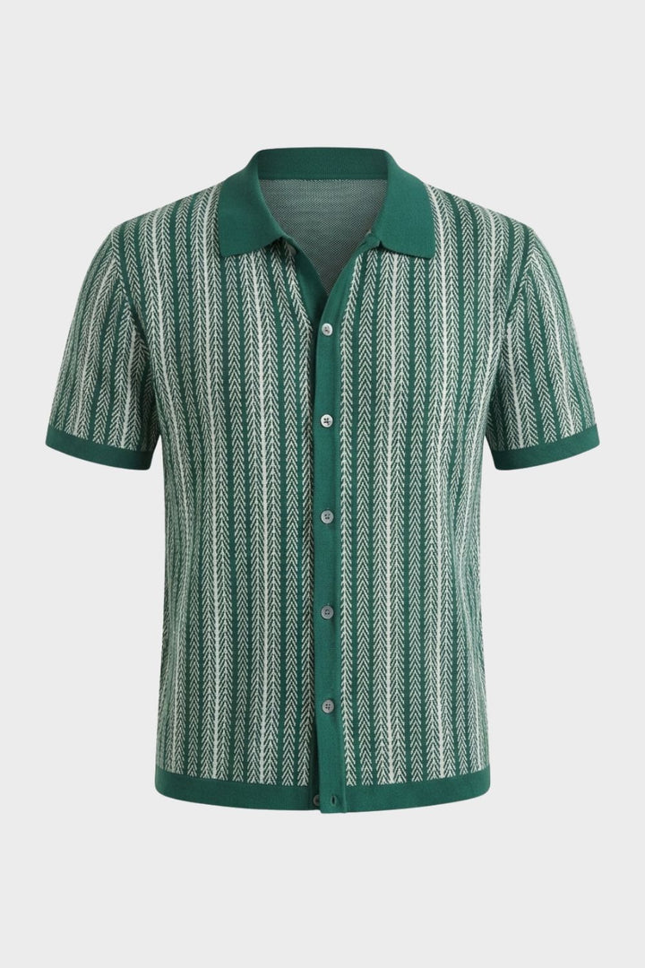 Herren Strick Polo – Jacquard – Material-Detail