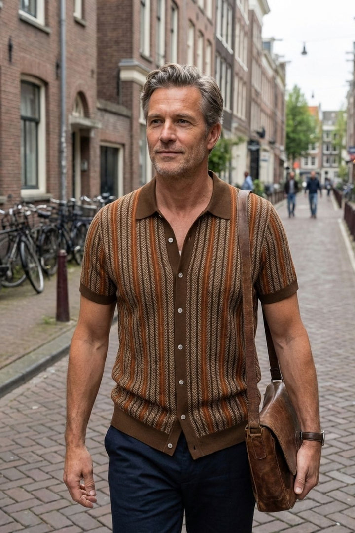 Herren Strick Polo – Jacquard – Rückansicht