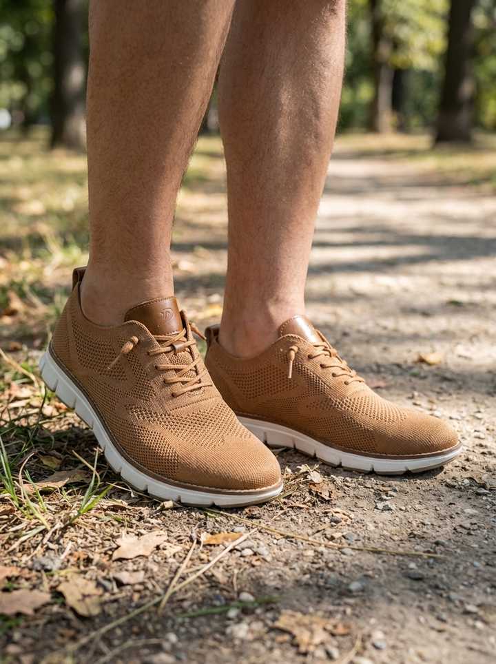 Sneaker Herren mit Schnürung und Strickoptik