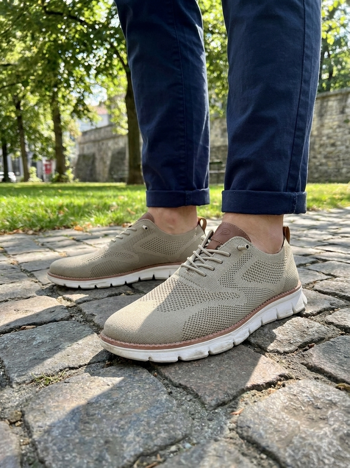 Sneaker Herren mit Schnürung und Strickoptik