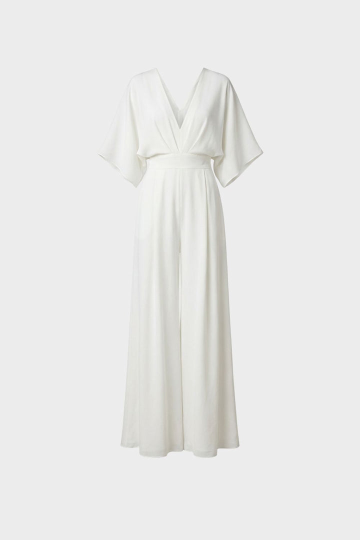 Jumpsuit Damen Lang mit V-Ausschnitt und weitem Bein
